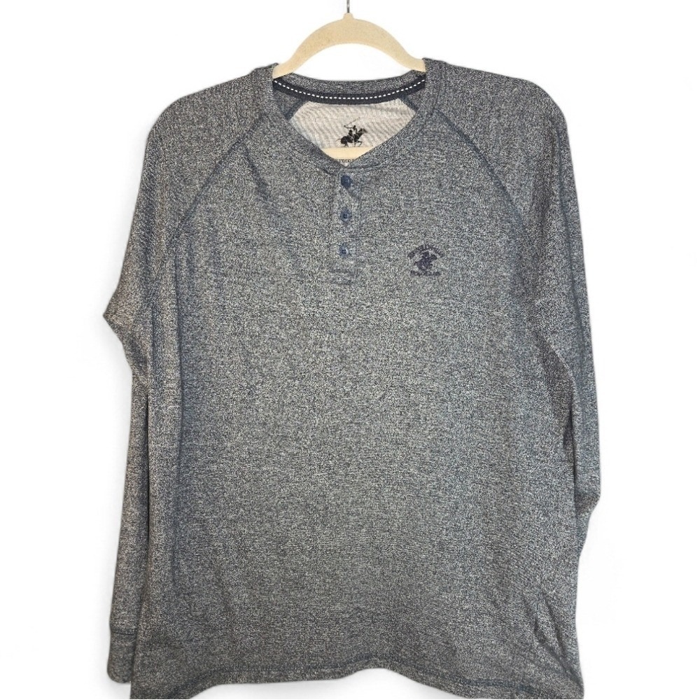 Beverly Hills Polo Club Men's Charcoal Gray Long Sleeve Shirt Size Med‎ Classic